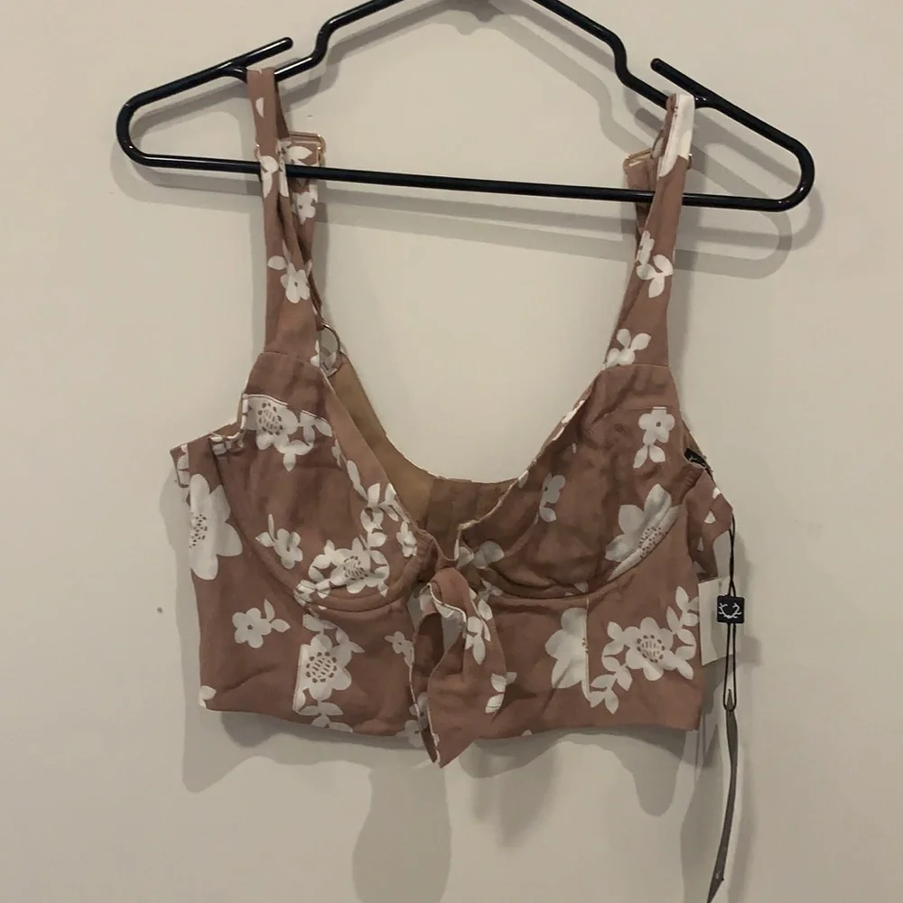 For Love & Lemons Floral Bustier Crop Top L - Picture 2 of 5